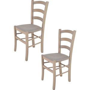 Tommychairs Venice - Eetkamerstoelen - Set van 2 - Licht Grijs - Stof & Hout