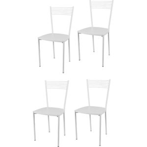 Tommychairs Elegance - Eetkamerstoelen - Set van 4 - Wit - Hout & Metaal