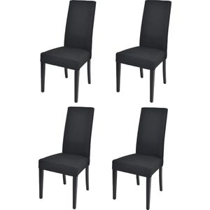 Tommychairs Chiara - Eetkamerstoelen - Set van 4 - Zwart - Stof & Hout
