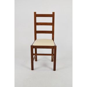 Tommychairs - Set van 2 stoelen model Rustica. Zeer geschikt voor keuken, eetkamer, maar ook voor de horeca. Houten frame in de kleur notenhout, met een mokakleurige stoelzitting van imitatieleder