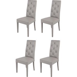 Tommychairs Chantal - Eetkamerstoelen - Set van 4 - Licht Grijs - Kunstleer & Hout