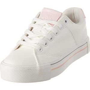 Kappa Tudy Logo Sneakers voor dames, wit-roze, 36 EU, Wit Roze, 36 EU