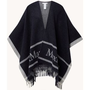 MaxMara Hilde fijngebreide poncho van wol met logo