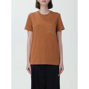Max Mara - T-shirt - Bruin - 100% Katoen - Geborduurd Logo