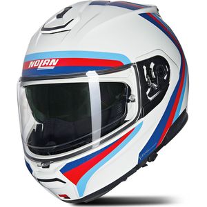 Modulaire Helm Nolan N100-6 Wit-Blauw-Rood-Lichtblauw