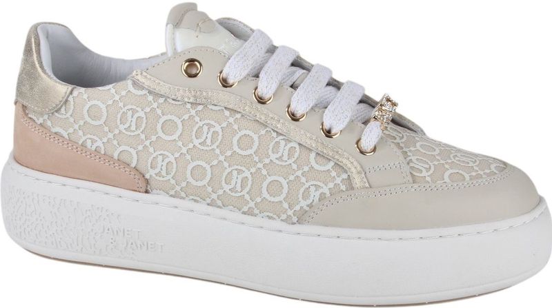 Janet & Janet - J-012-J13 - Sneakers - Beige - Leer