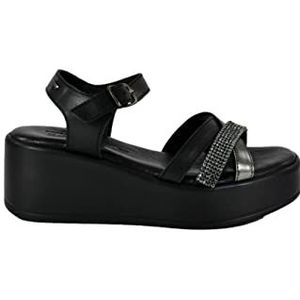 IGI&CO Engy sandalen voor dames met sleehak, zwart rook, 36 EU
