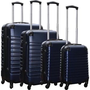Kofferset 4 delig ABS - zwenkwielen - met cijferslot - donker blauw
