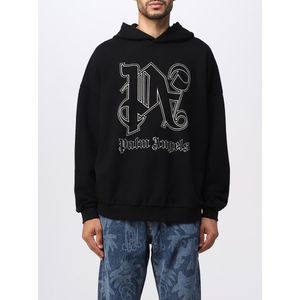Palm Angels - Hoodie - Zwart - Katoen - Distressed Details - Crèmekleurige Logo