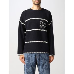 Palm Angels - Gebreide Trui - Blauw - 80% Wol - 20% Polyamide - Ronde Hals