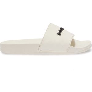 Palm Angels, Logo Slippers Wit, Heren, Maat:40 EU