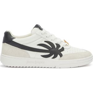 Palm Angels, Witte Leren Sneakers met Logo Print Wit, Heren, Maat:41 EU