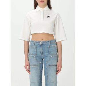 Palm Angels - Monogram Cropped Polo - Wit - Katoen - Dames