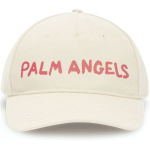 Palm Angels, Accessoires, Heren, Beige, ONE Size, Katoen, Baseballpet met logo
