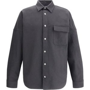 Palm Angels, Heren, Overhemden, Blauw, Maat: S Katoen,