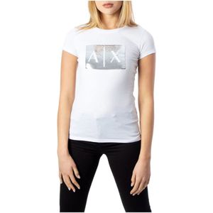 Armani Exchange - Pailletten T-shirt - Dames - Wit