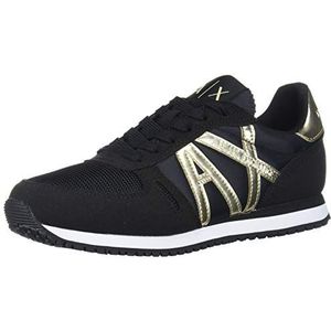 AX Armani Exchange Retro hardloopschoenen voor dames, zwart en goud, 35,5 EU, zwart en goud, 35,5 EU, Zwart en Goud