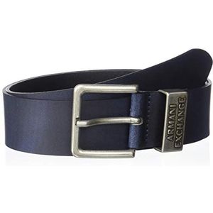 ARMANI EXCHANGE Gladde leren riem, blauw, 32 heren, Blauw, 32