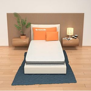 MiaSuite matras voor eenpersoonsbed, 90 x 190 cm, hoogte 22 cm, orthopedisch met medisch apparaat, Memory Foam 2 cm, 9 zones en waterfoam-plaat 18 cm