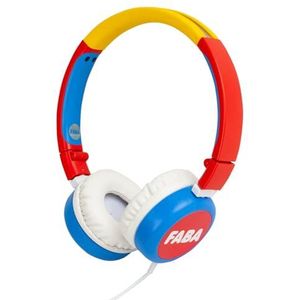 FABA – On-ear hoofdtelefoon voor kinderen, zachte en opvouwbare hoofdtelefoon, volume beperkt tot 85 dB, verstelbare hoofdtelefoon met lange draad, kleur rood