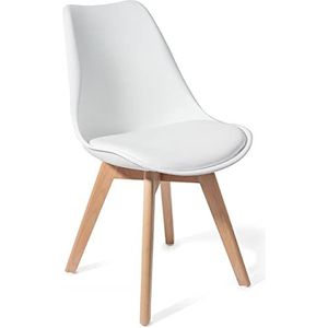 Wink Design Kira Evo Wood White Set van 4 stoelen, mat wit, eiken, H81 x 49 x 54 cm