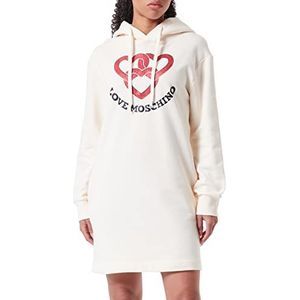 Love Moschino Lange dameshoodie met ketting met hartvormige print, crème, 44
