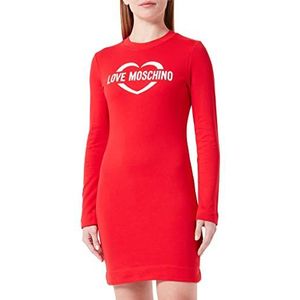 Love Moschino Damesjurk met lange mouwen en holografische print met holografische print, rood, 40