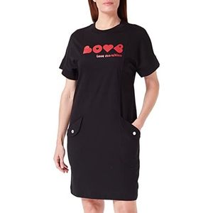 Love Moschino Dames Comfort Fit Korte Mouwen Jurk, Zwart, 44, zwart, 44