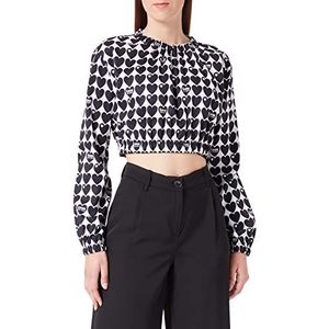 Love Moschino Dames Cropped Blouse, White Black, 42, wit zwart