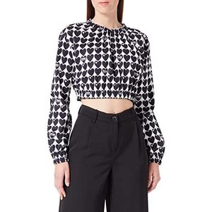 Love Moschino Dames Cropped Blouse, Wit Zwart, 40, wit zwart