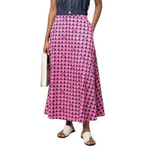 Love Moschino Dames met allover hart merk print lange rok, blauw fuchsia, 38, blauw Fuchsia, 38