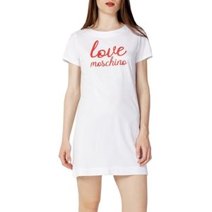 Love Moschino - Jurk - Wit - Katoen - Logo Print