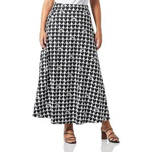 Love Moschino Dames met allover hart merk print lange rok, wit zwart, 38, wit zwart, 38