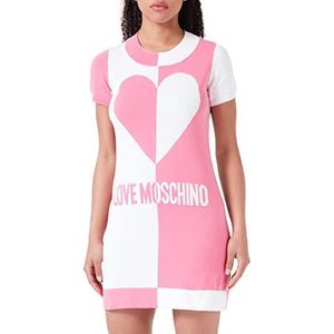 Love Moschino Dames Korte Mouwen Tube Dress, Fuchsia White, 38, Fuchsia White, 38
