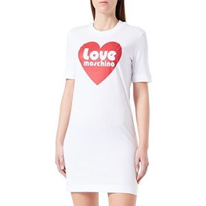 Love Moschino Damesjurk met korte mouwen, regular fit jurk, wit (optical white), 40