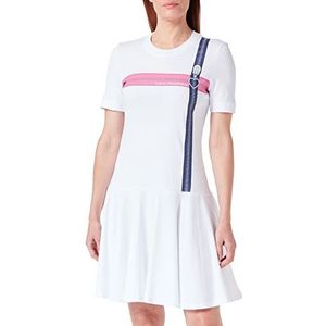 Love Moschino Dames Regular Fit Korte Mouwen Jurk, Optical White, 44, wit (optical white), 44