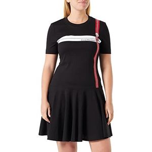 Love Moschino Dames Regular Fit Korte Mouwen Jurk, Zwart, 42, zwart, 42