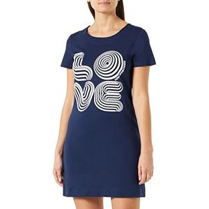 Love Moschino Dames Korte Mouwen A-lijn Jurk, Donkerblauw, 38, Dark Blue, 38