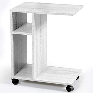 BAKAJI Caffe Möbel Loungetafel van MDF met 2 legplanken, boekenkast, modern design met wieltjes, 45 x 30 x 56 cm