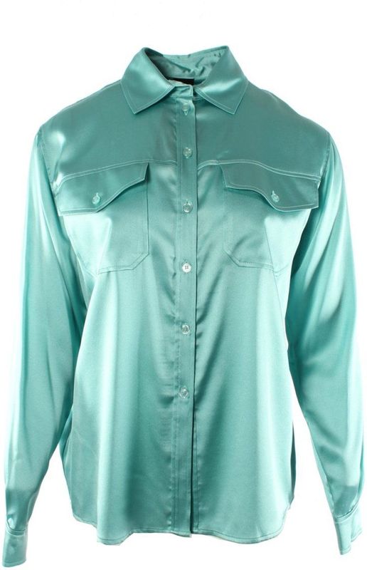 Pinko - Blouse - Groen - Zijdemix - Lange Mouwen