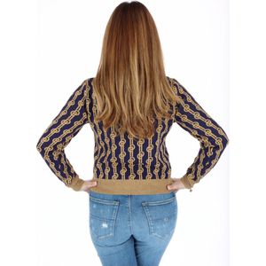 Pinko - Gebreide Trui - Blauw - Viscose - Ronde Hals - Lange Mouwen