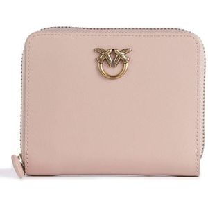 Pinko Leren portemonnee met ritssluiting en Love Birds design , Pink , Dames , Maat: ONE Size