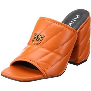 Pinko Martine A71_ARANC. Sandalen met gewatteerde kwast, sandalen met sleehak, voor dames, vibratie, 40 EU, A71 Oranje Vibrerend, 40 EU