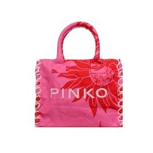 Pinko Vrouwen Strand Winkelen Canvas Recycling Bag, Lunghezza 38cm, Nr1_roze/Rood, Lunghezza 38cm