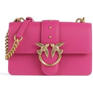 Pinko Zijden Mini Love Tas met Leren Sluiting , Pink , Dames , Maat: ONE Size