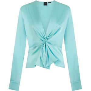 Pinko, Blouses & Shirts, Dames, Groen, M, Satijn, Groene Zijden Trui met V-hals