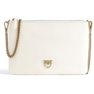 Pinko Witte Clutch Tas met Love Birds Diamond Cut Plaat , White , Dames , Maat: ONE Size