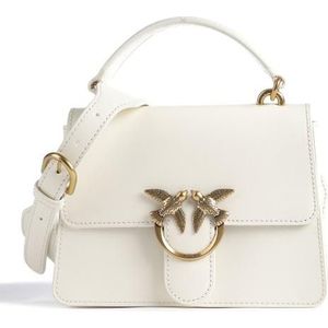 PINKO Handtas Schoudertas Love One Top Handle Mini Light White - Antique Gold Crème