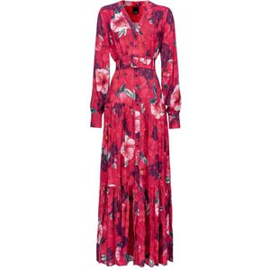 Pinko - Lange Overhemdjurk - Roze - Viscose crêpe de chine