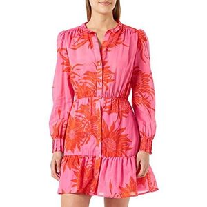 Pinko Nomade Robe en Mousseline Impression décontractée Femme, Nr1_rose/Rouge, 44